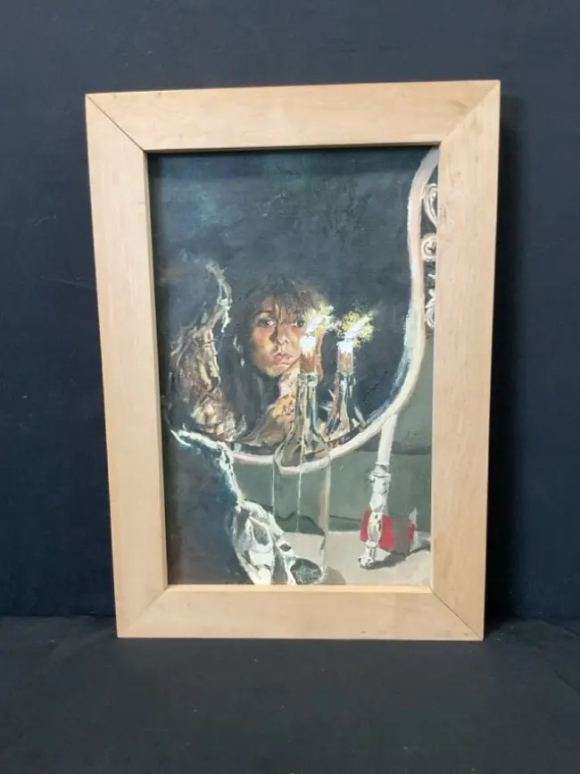 Style of Robert Lenkiewicz, oil on canvas, girl by candlelight, unsigned