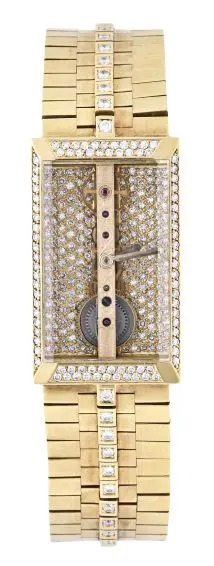 A late 20th century Corum Golden Bridge Rectangle wrist watch in 18 karat gold