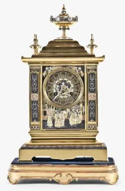 An unusual late 19th century French mantel clock with Japanesque ornament