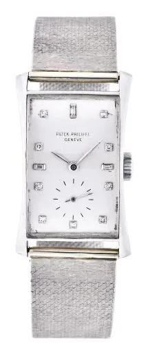 A rare mid 20th century Patek Philippe platinum ref. 1593 Hourglass wrist watch