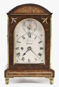 A small early 19th century English rosewood library clock by Barwise