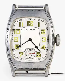 A jeweler's Sangamo Electric Co. Illinois wrist watch form advertising clock
