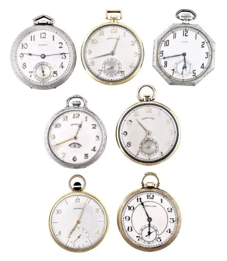 A lot of seven American and European pocket watches
