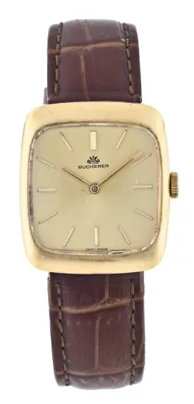 A late 20th century gold wrist watch by Bucherer