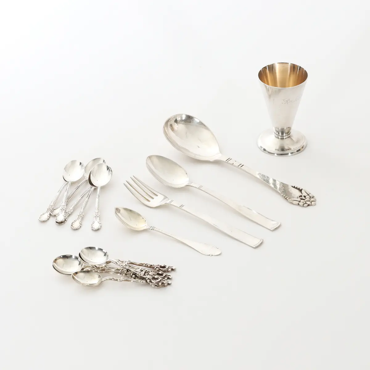 BESTICK SAMT SNAPSGLAS, 16 delar, silver.