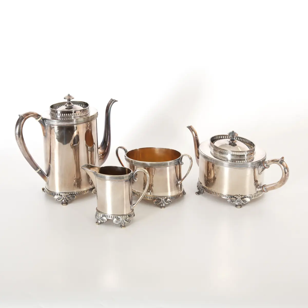 KAFFESET, 4 dlr, nysilver, CG Hallberg Stockholm, 1900-talets första hälft.