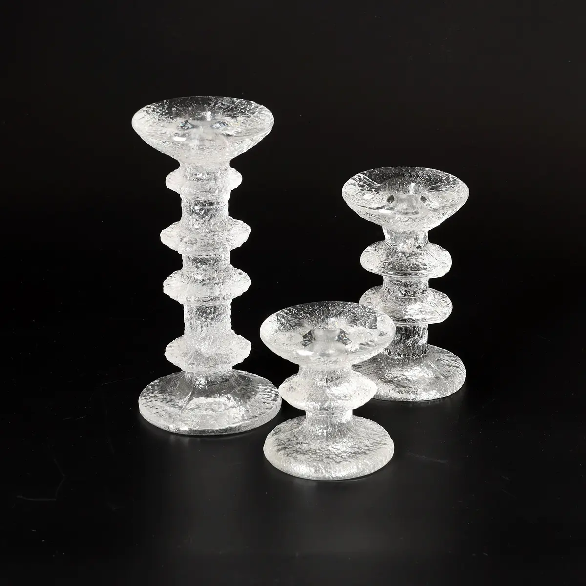 TIMO SARPANEVA. 1926-2006, Ljusstakar, 3 st, "Festivo", Iittala, Finland