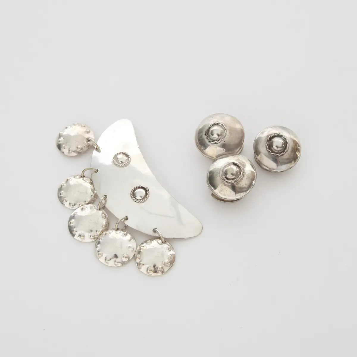 DRÄKTSMYCKEN, 4 delar, sterlingsilver, 1979.