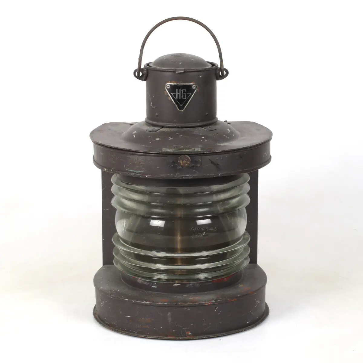 LANTERNA, koppar och glas, märkt HG, 1900-tal.