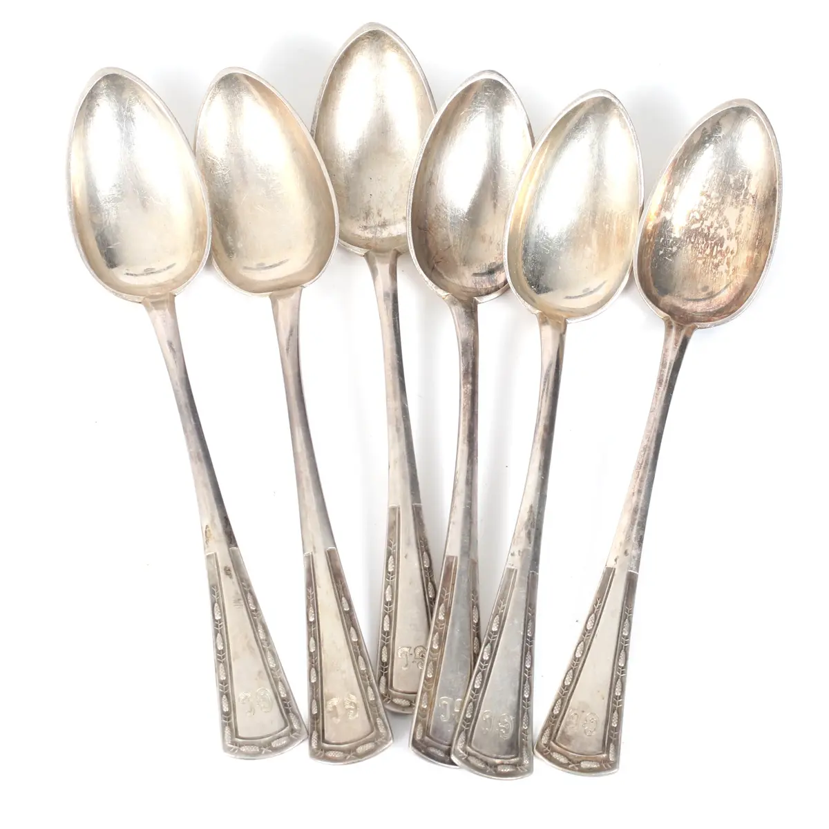 KAFFESKEDAR, 6 st, silver, 813, Vikt 170 gram.