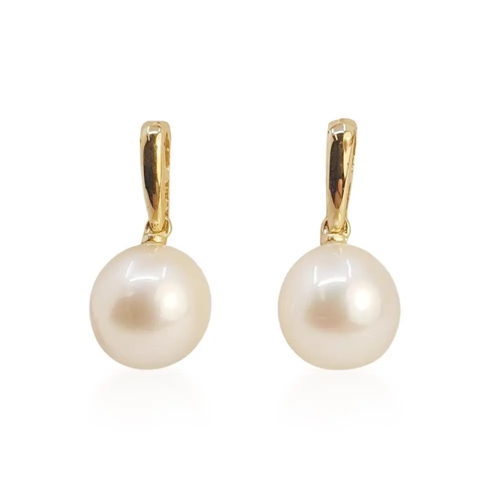 Golden White South Sea Pearl Stud Earrings