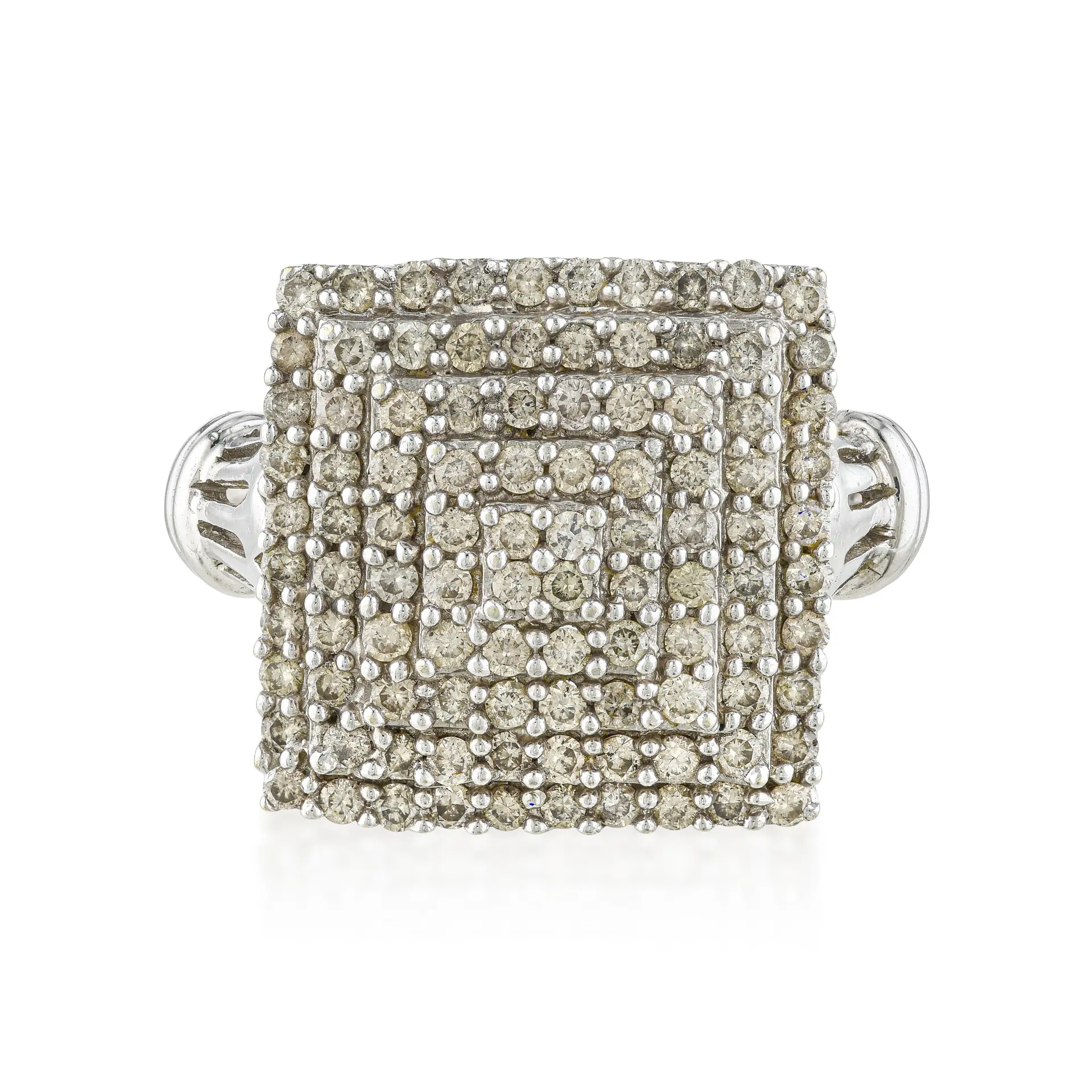 Sculptural Diamond Pyramid Ring