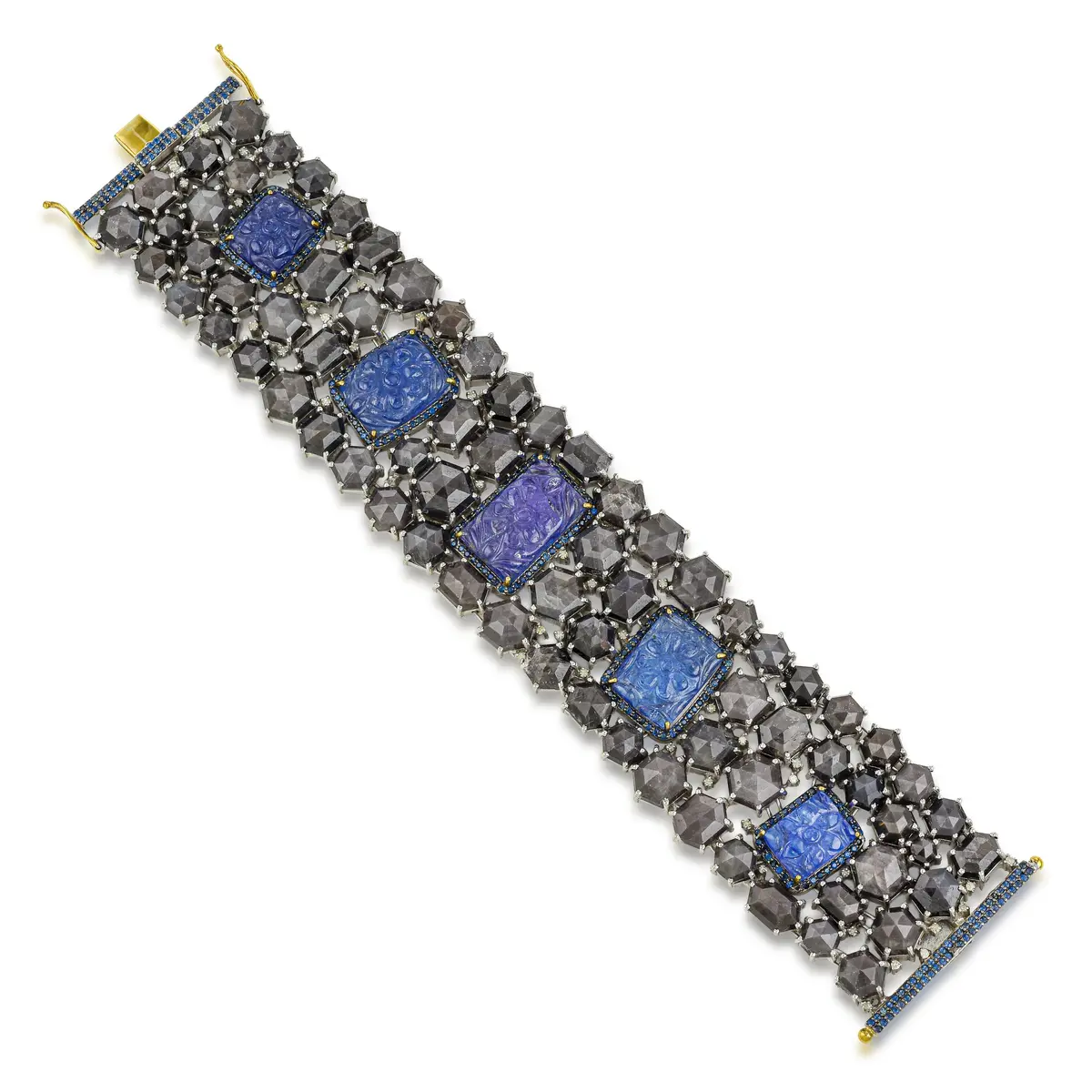 Black Sapphire Tanzanite and Diamond Bracelet