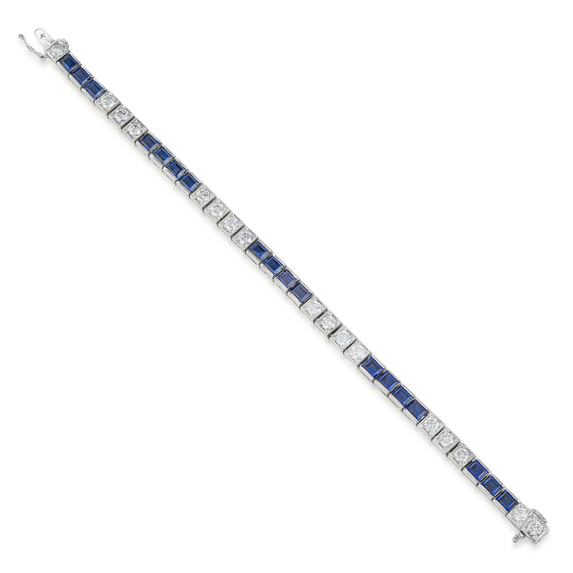 Synthetic Sapphire and Diamond Bracelet