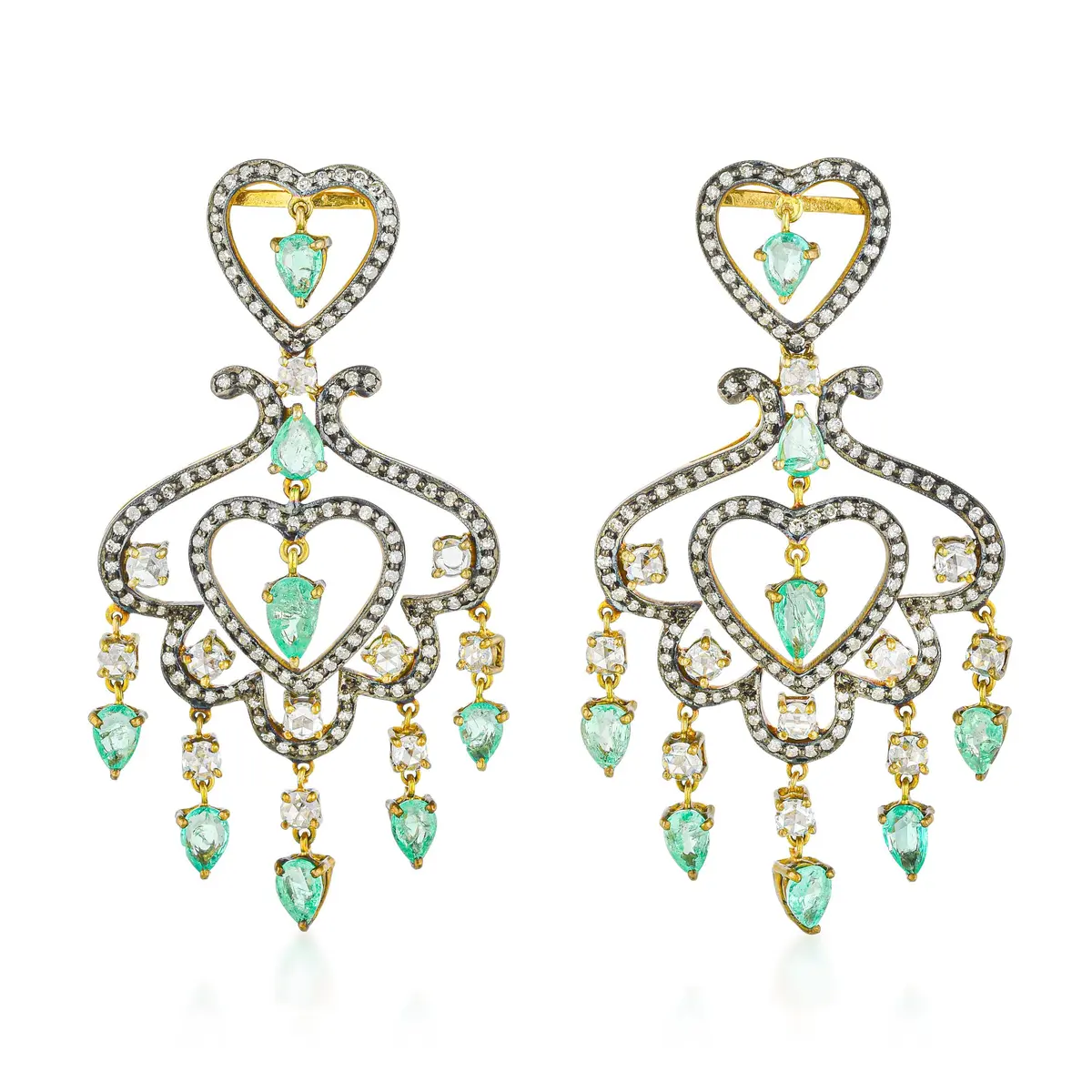 Emerald and Diamond Chandelier Earrings - No Reserve Lot