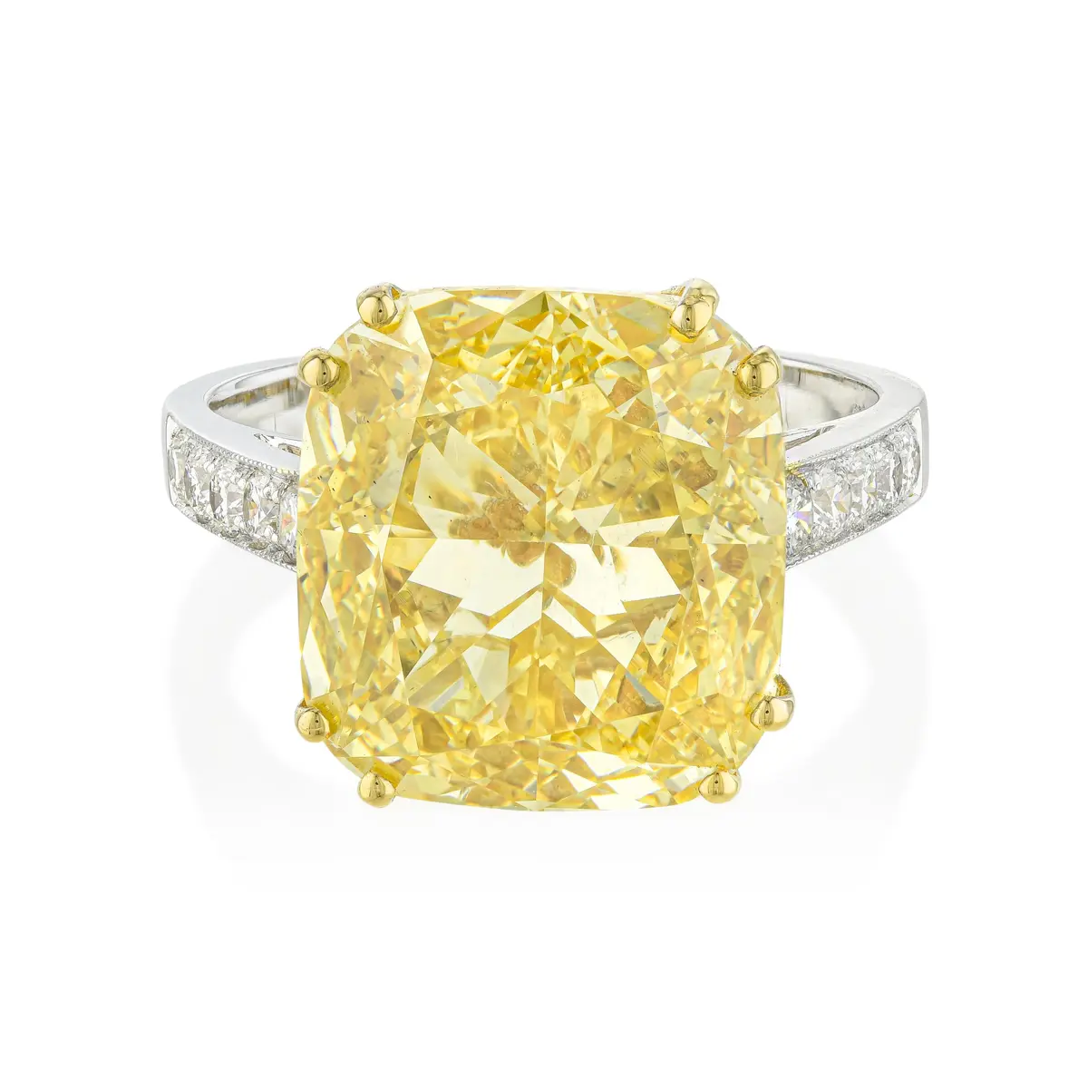 9.09-Carat Lab-Grown Fancy Intense Yellow Diamond Ring