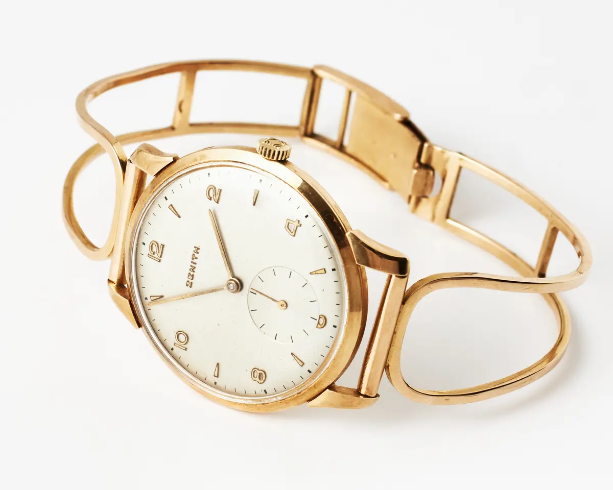 ZENITH, armbandsur, manuell, plexiglas, 1951, armband, 18 k guld.