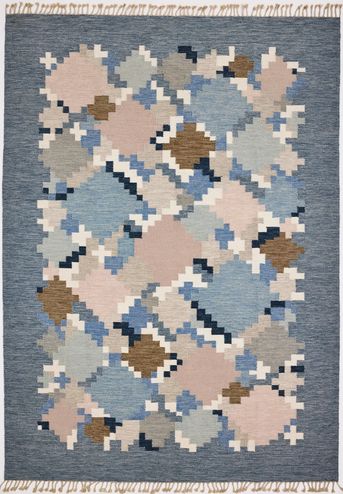 MATTA, rölakan, Sverige 1970/80-tal, geometrisk dekor i rosa, brunt
