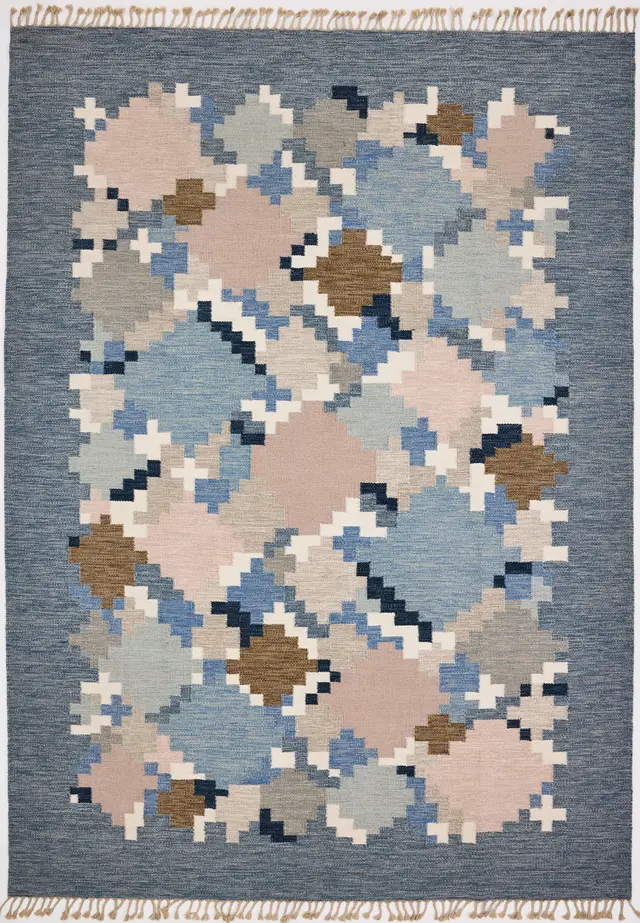 MATTA, rölakan, Sverige 1970/80-tal, geometrisk dekor i rosa, brunt