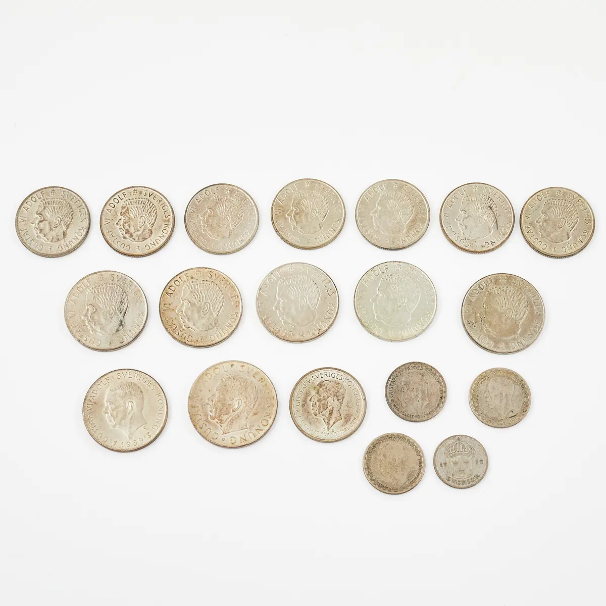 MYNT, 19 st, silver, Gustav V, Gustaf VI Adolf, 1900-tal.