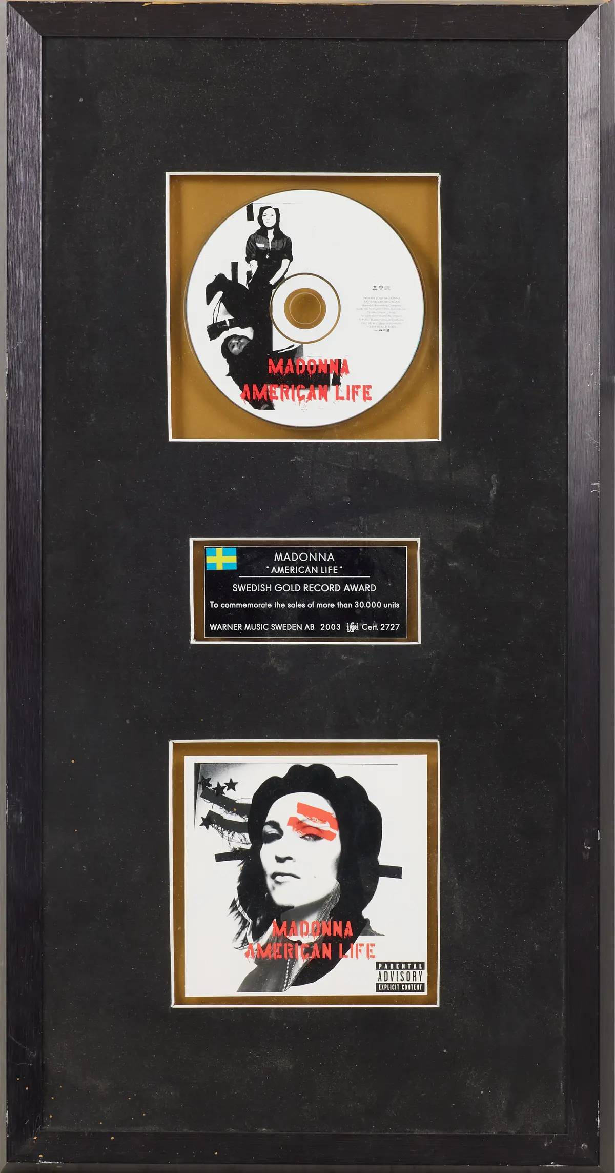 MADONNA / American Life, SALES AWARD, GULDSKIVA, 2003.