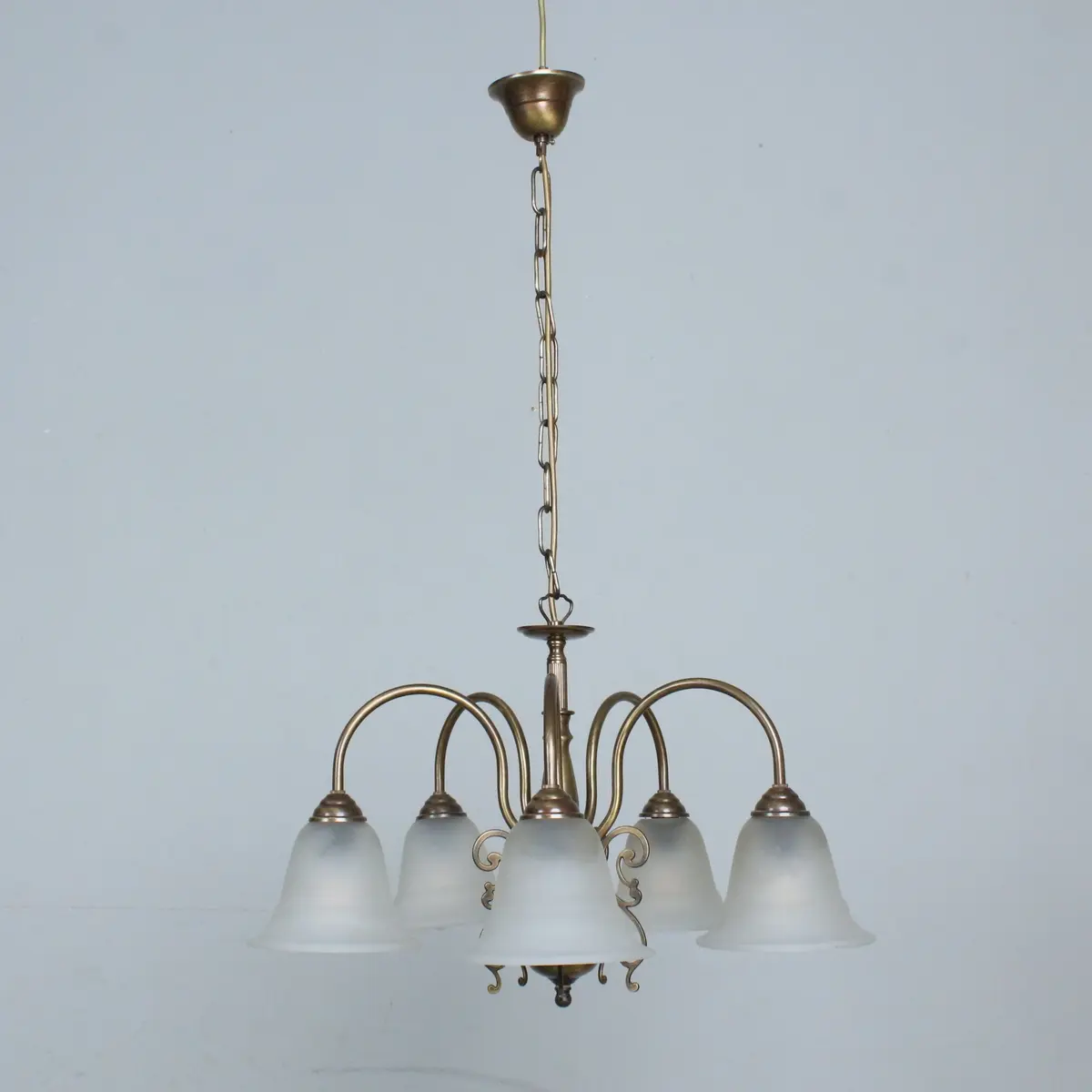 Antike Deckenlampe , Messing , Glas.