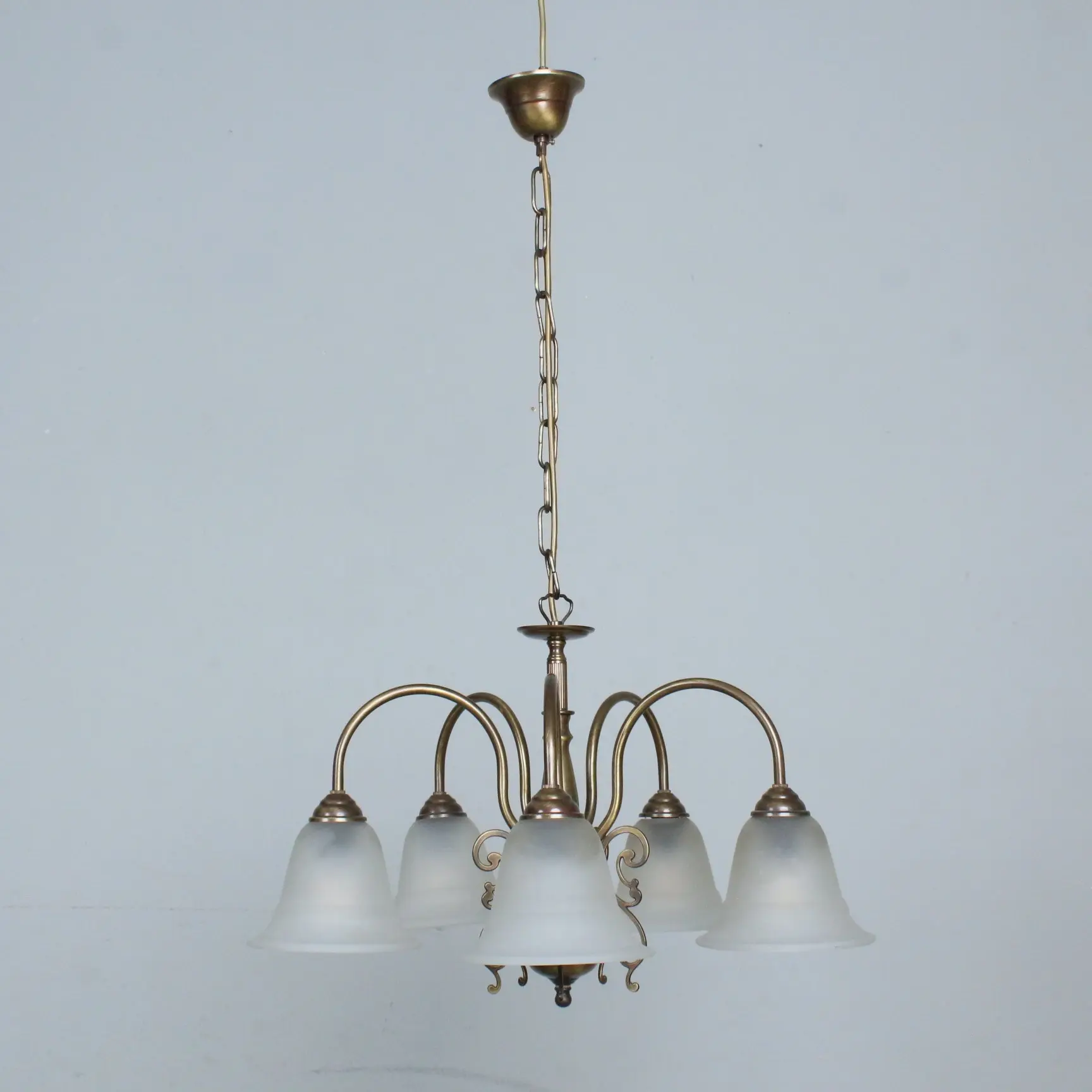 Antike Deckenlampe , Messing , Glas.