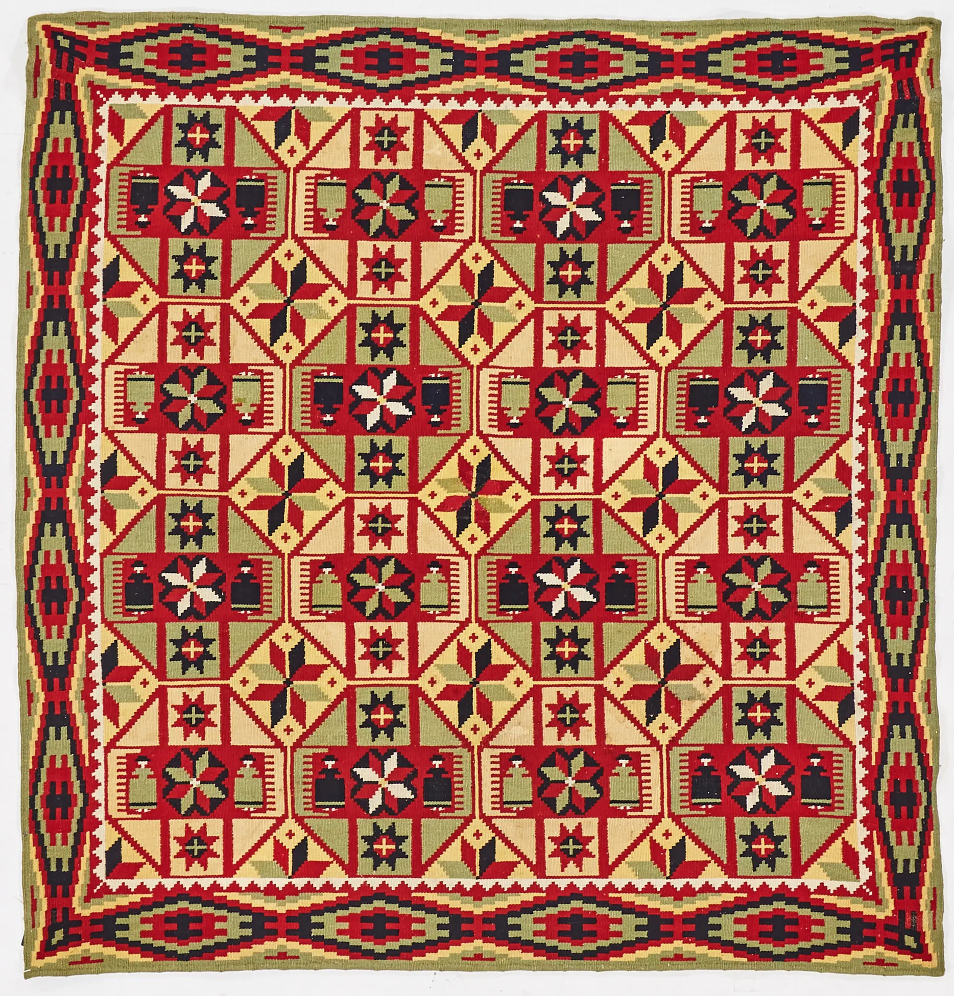 TÄCKE, Skåne, 1800-talets andra hälft, rölakan, i färgerna blått