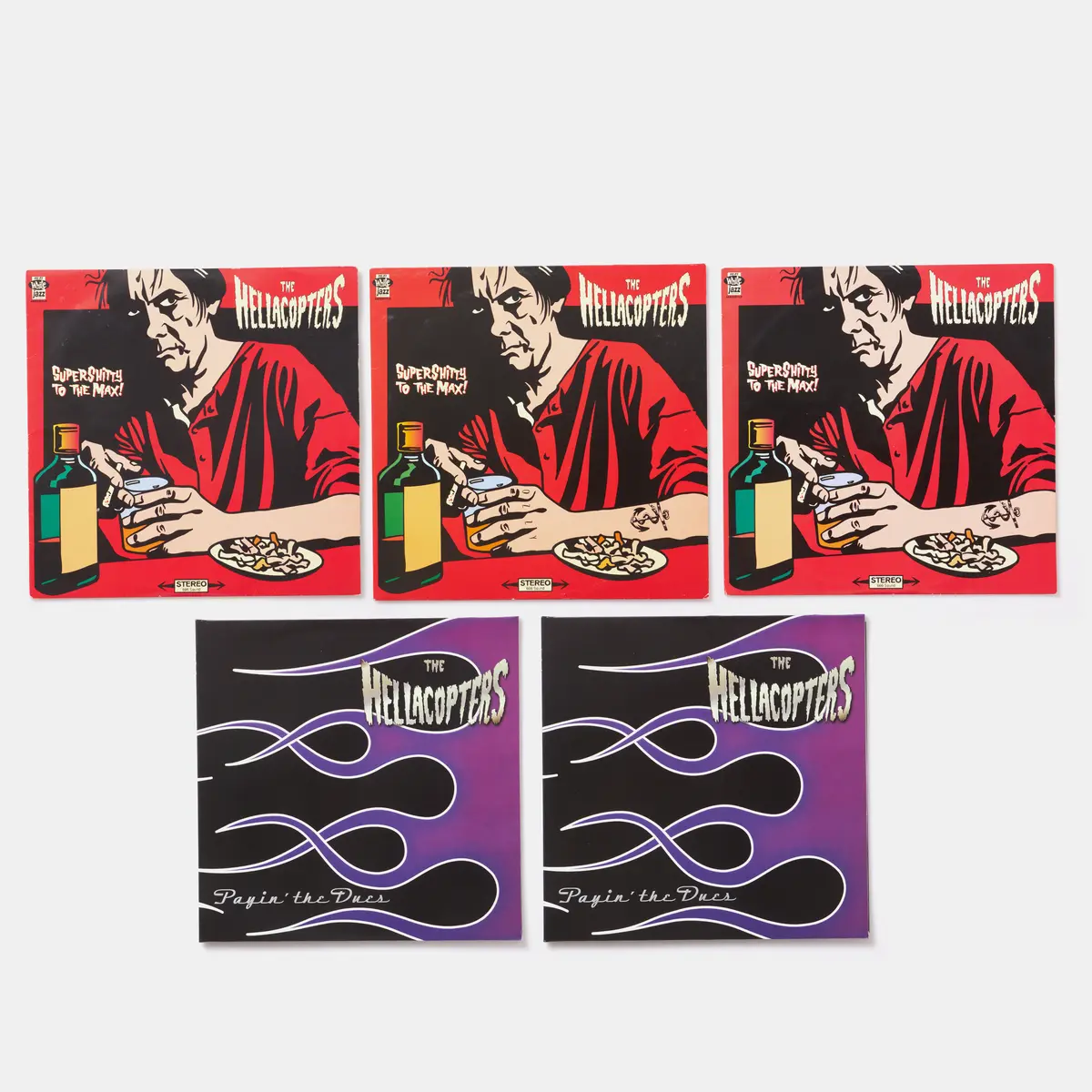 THE HELLACOPTERS, samling 5 LPs, 3 st "Supershitty to the max!" samt