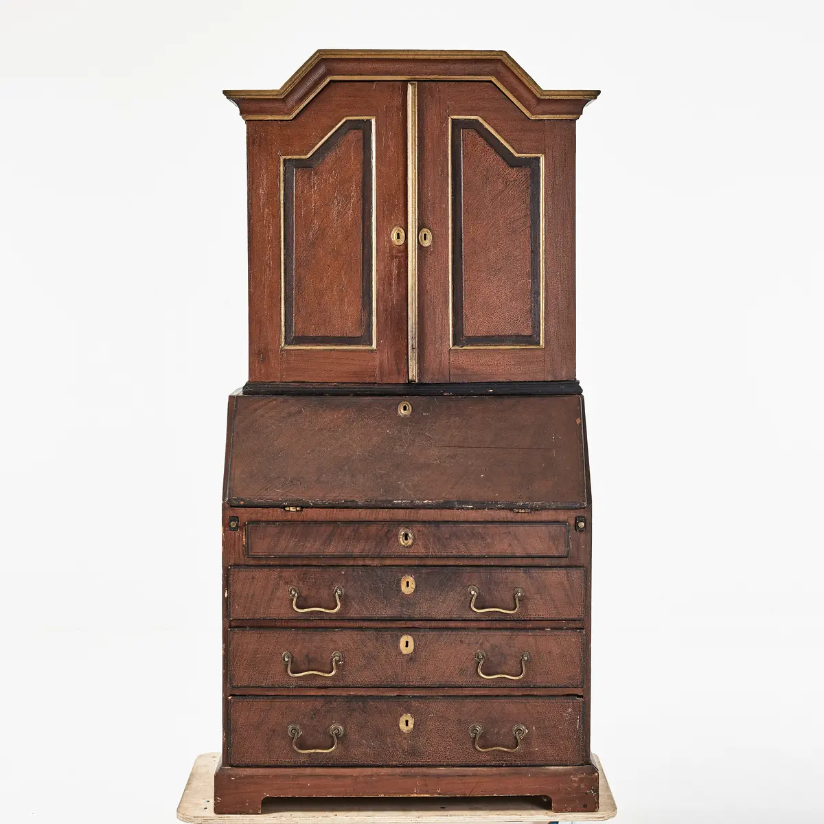 SKRIVSKÅP, imitationsmåleri, tvådelat, 1800-tal.