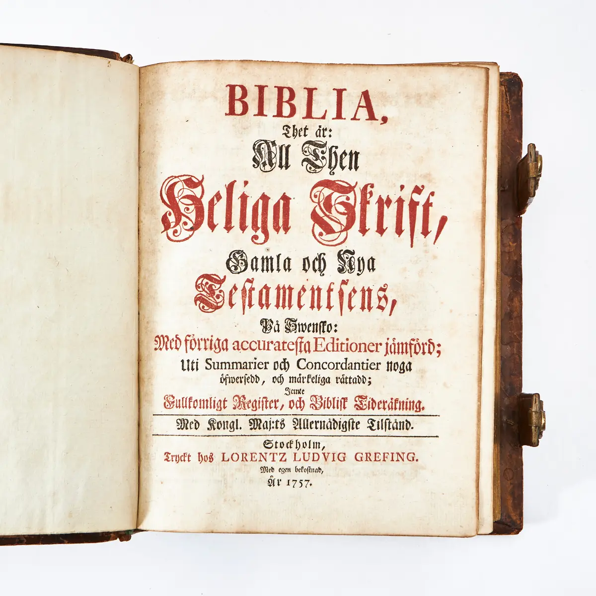 BIBEL I FINT BAND, STOCKHOLM 1757.