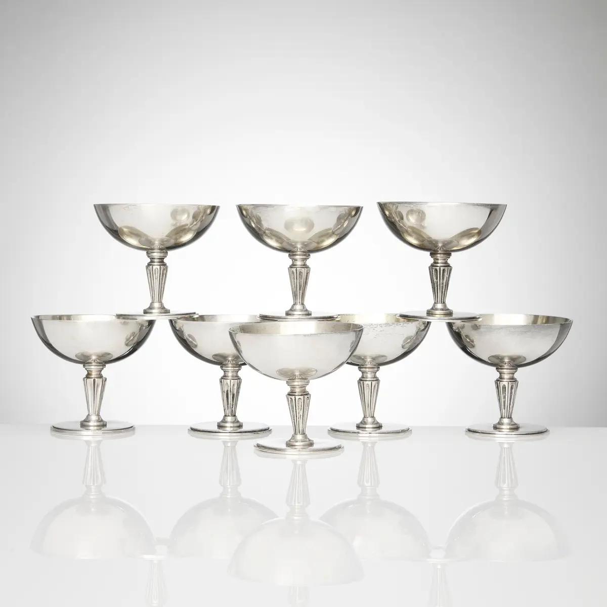 ERIK FLEMING. Cocktailglas, åtta stycken, sterlingsilver, Atelier