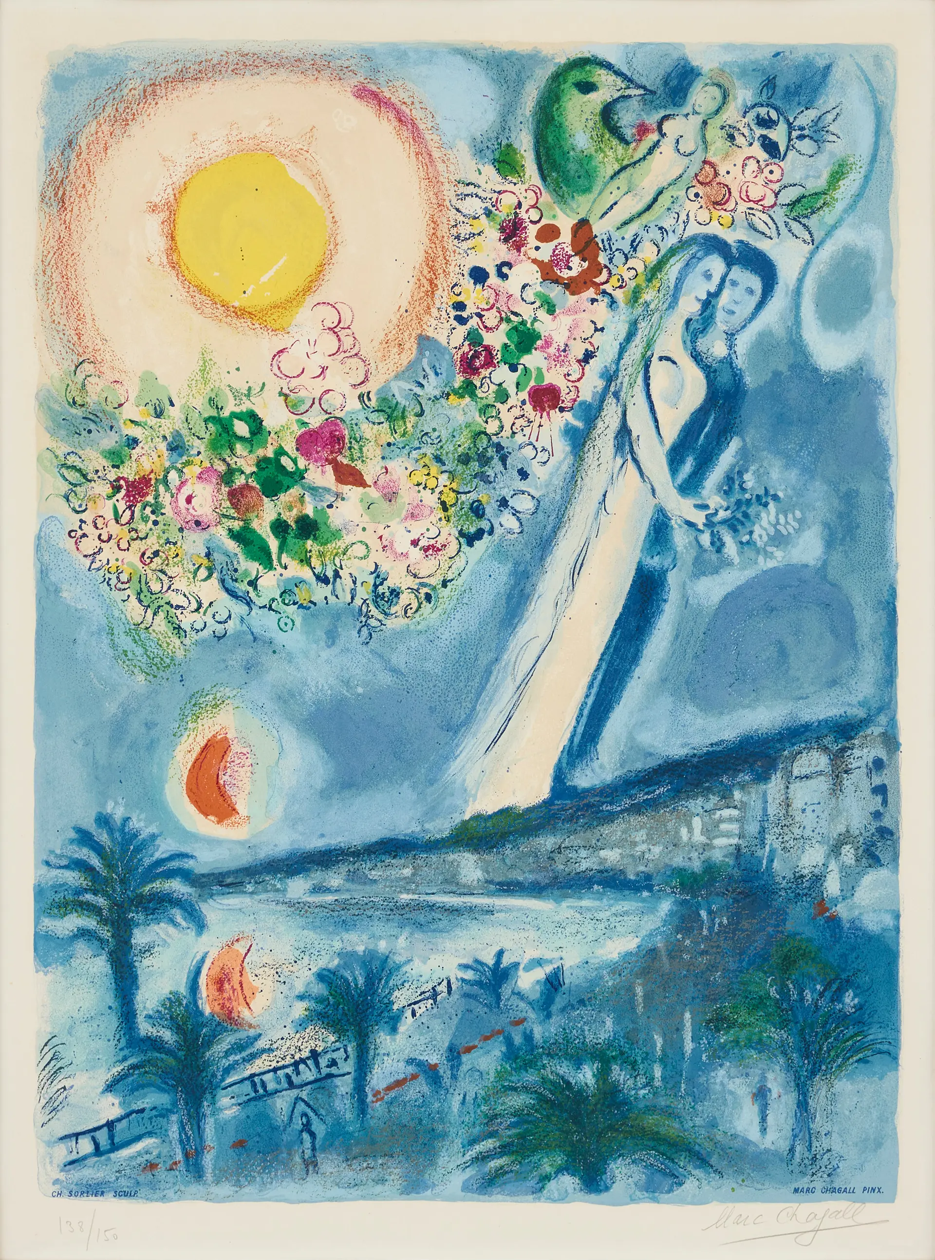 MARC CHAGALL. After. "Fiances dans le Ciel de Nice" from "Nice et