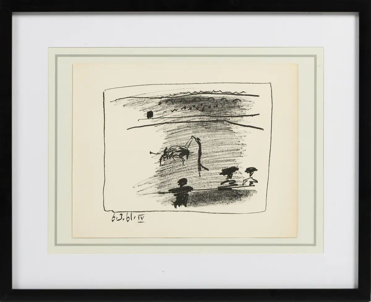 PABLO PICASSO. Originallitografi ur "A los Toros avec Picasso" 1961.