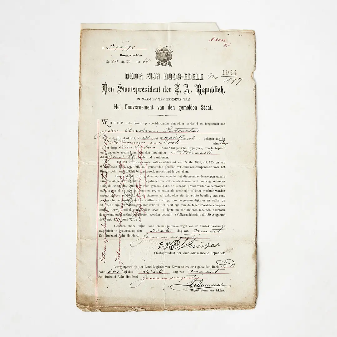 PAUL KRÜGER (KRUGER), SIGNED DOCUMENT, 1897, regarding property in