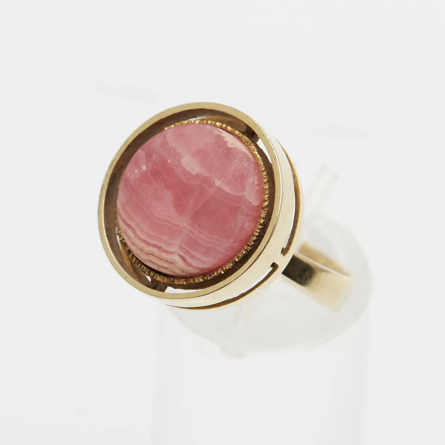 RING / SIEGELRING 585er Gelbgold, Rhodochrosit "Inka Rose".