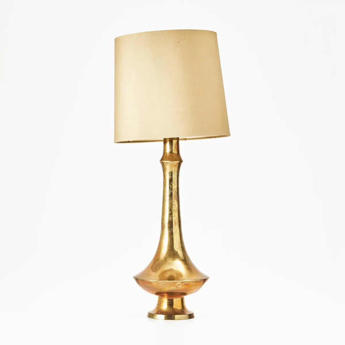 BORDSLAMPA, polerad mässing, troligen Nordiska Kompaniet, 1960-tal.