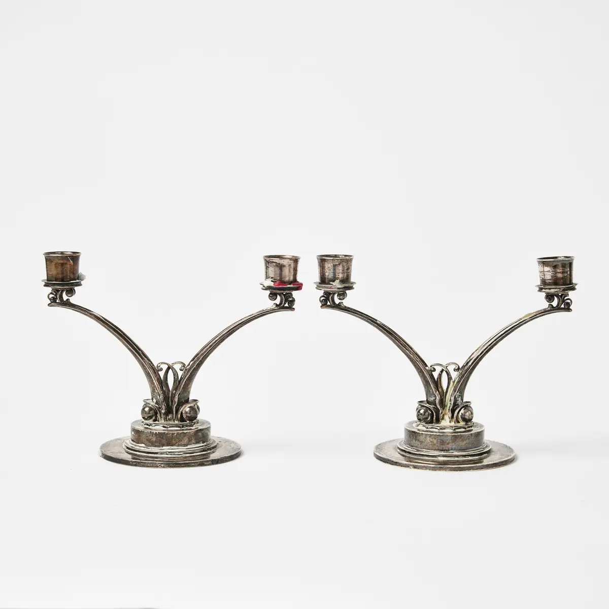 HARALD NIELSEN. Ljusstakar, ett par, modell 278, sterlingsilver, för