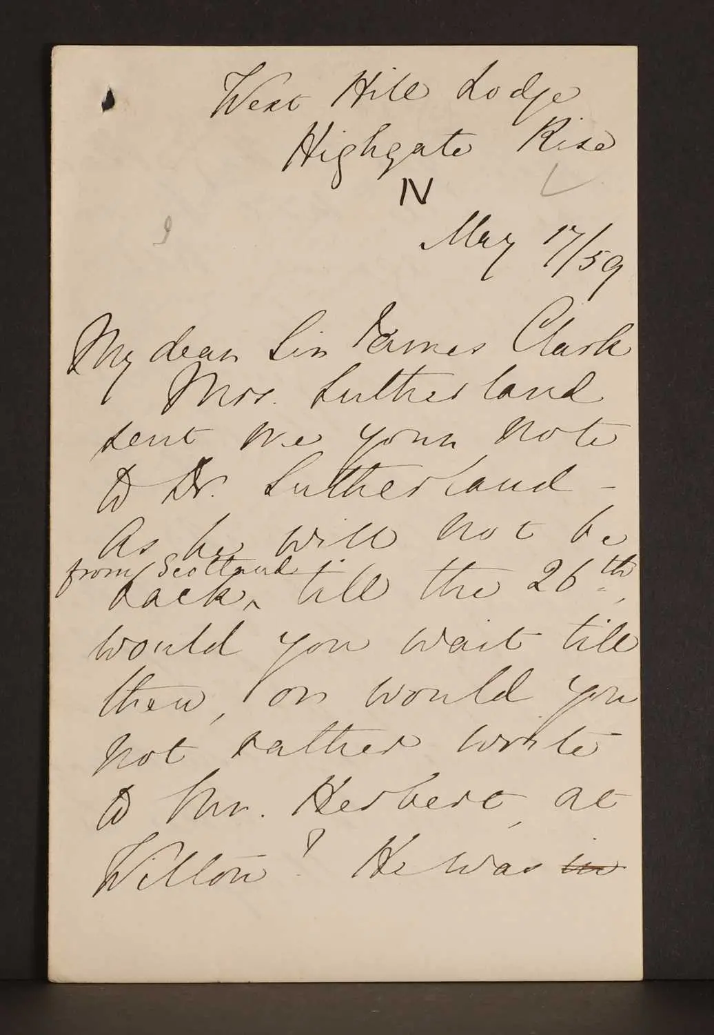 Florence NIGHTINGALE- Autograph Letter SIGNED (To Sir James Clark). 3 pages.