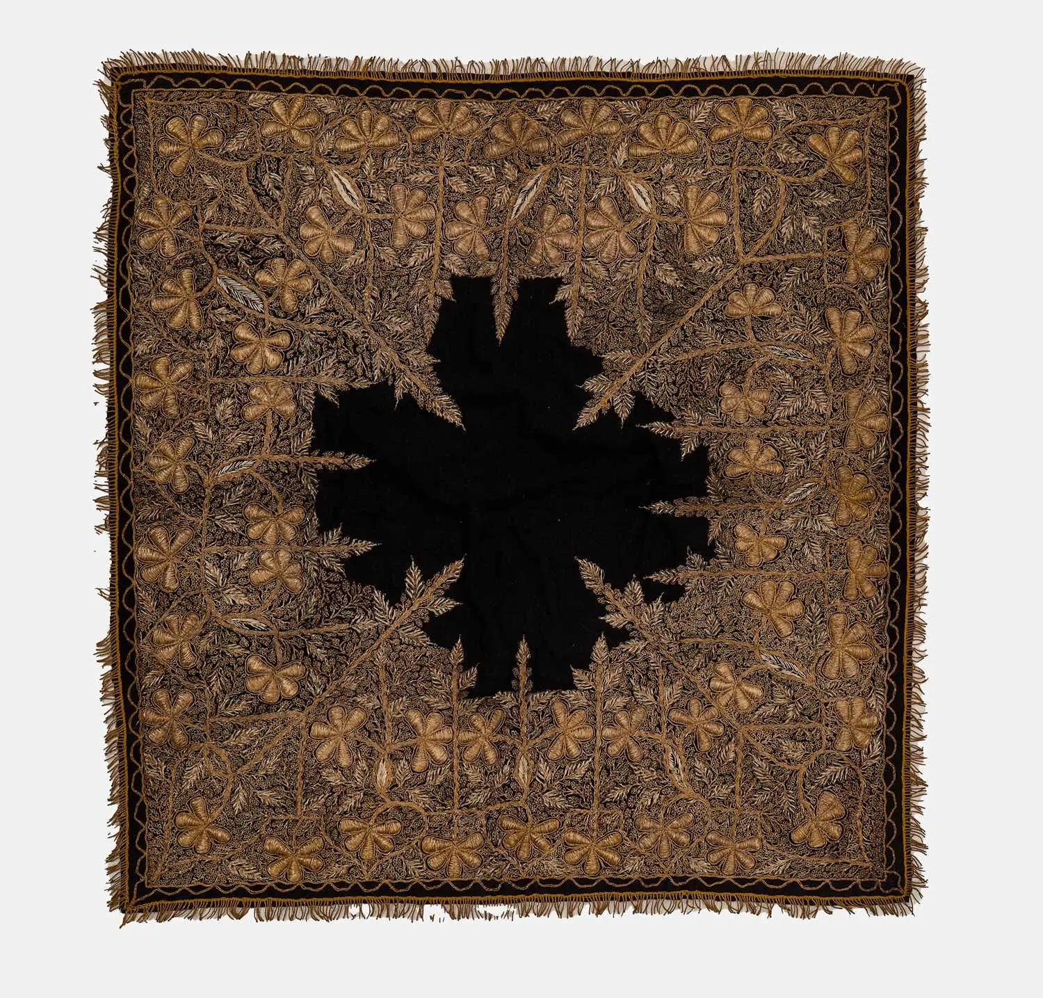 An Ottoman gold-metal-thread embroidered panel early 20th century, Turkey