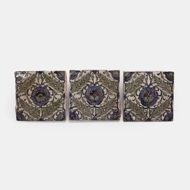 Candy & Co. Ltd a group of six Arts and Crafts 'The Devon Fire' tiles