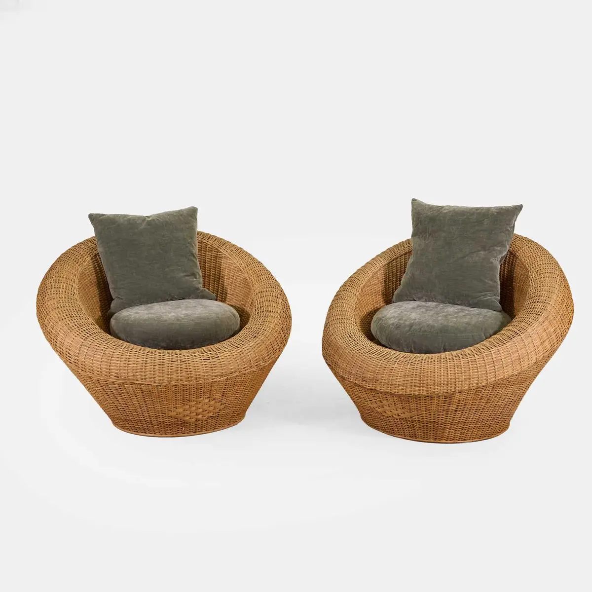 French a pair of large rattan chairs