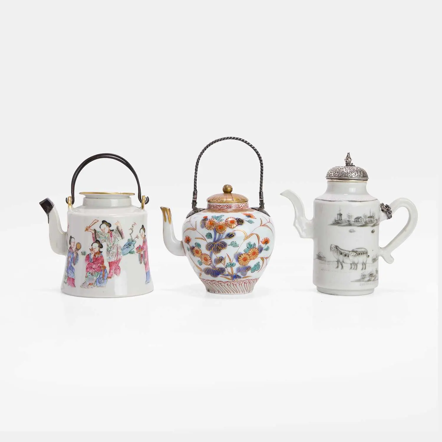 Three Chinese and Japanese porcelain teapots