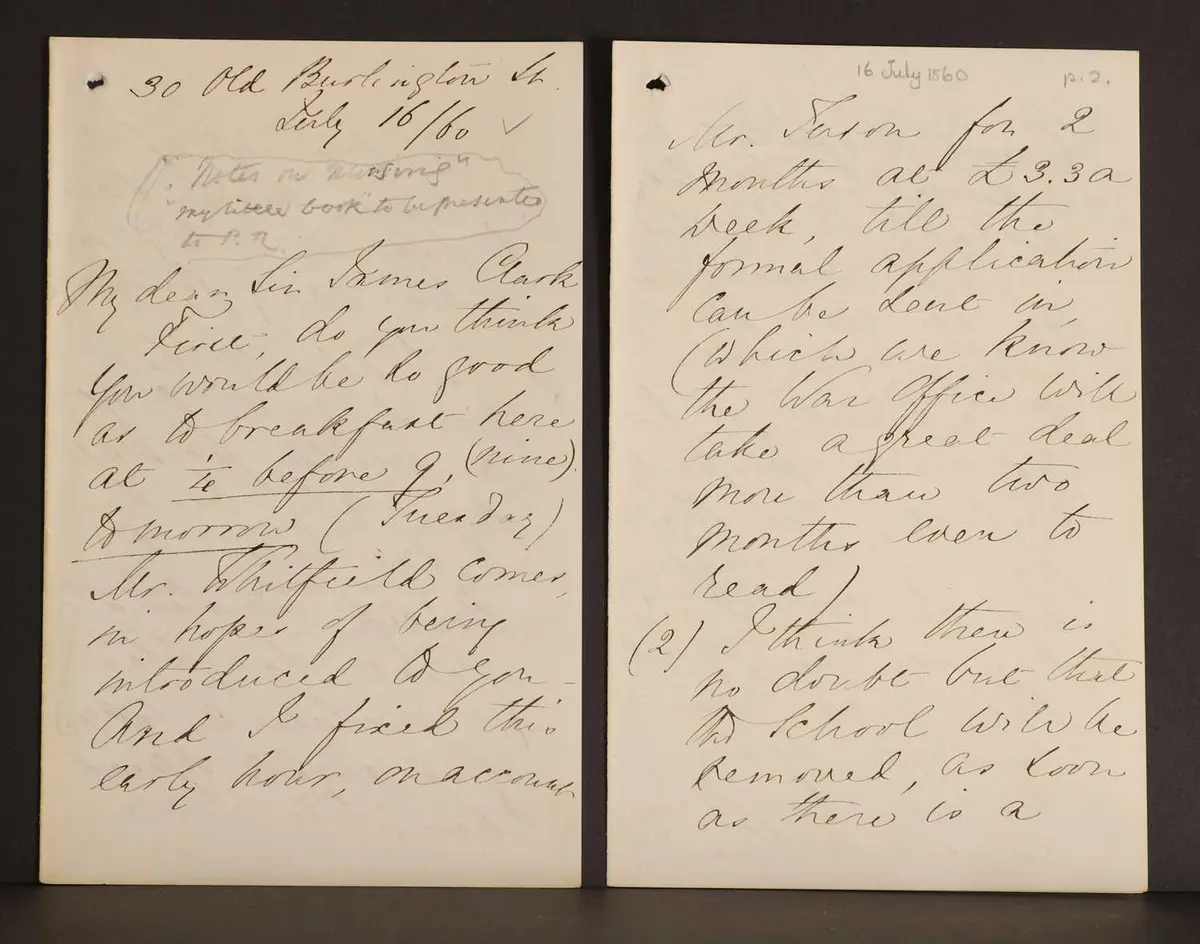 Florence NIGHTINGALE- Autograph Letter SIGNED (To Sir James Clark). 7 pages.