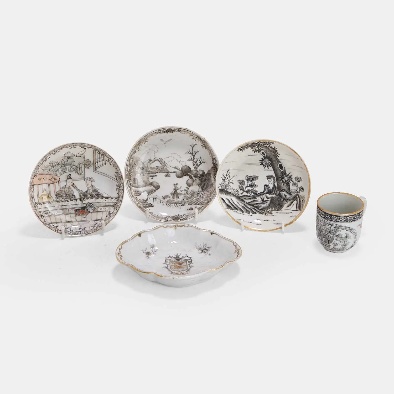 A group of Chinese export en grisaille porcelain 18th century or later