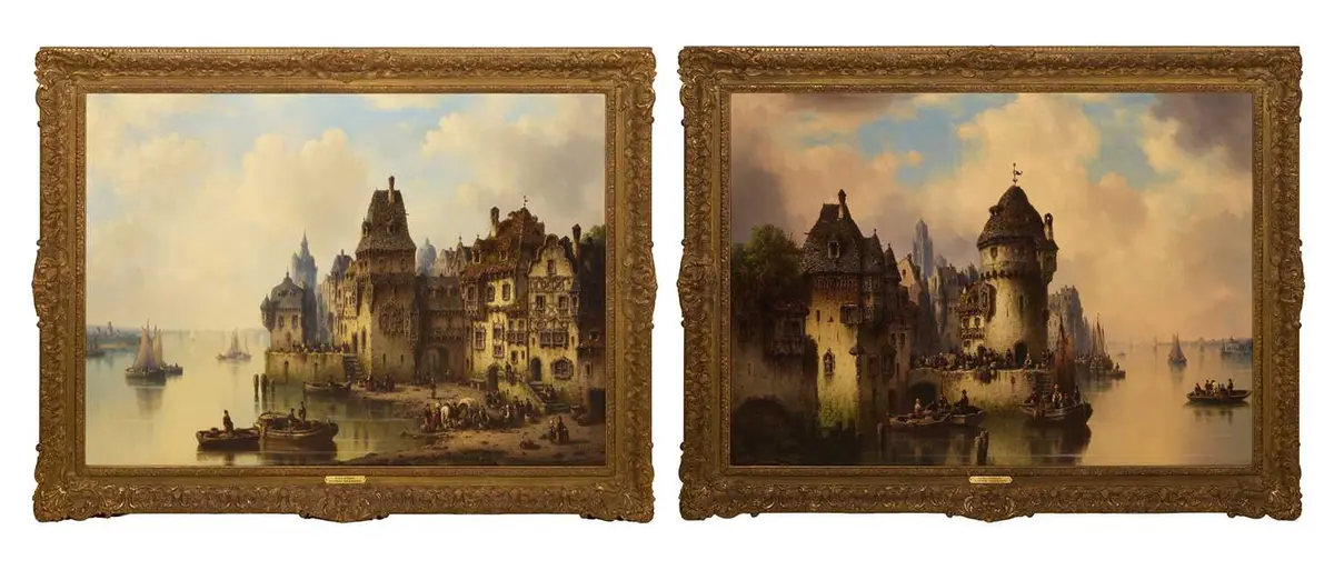 Ludwig Hermann (German, 1812-1881) 'A View of Utrecht'; A continental