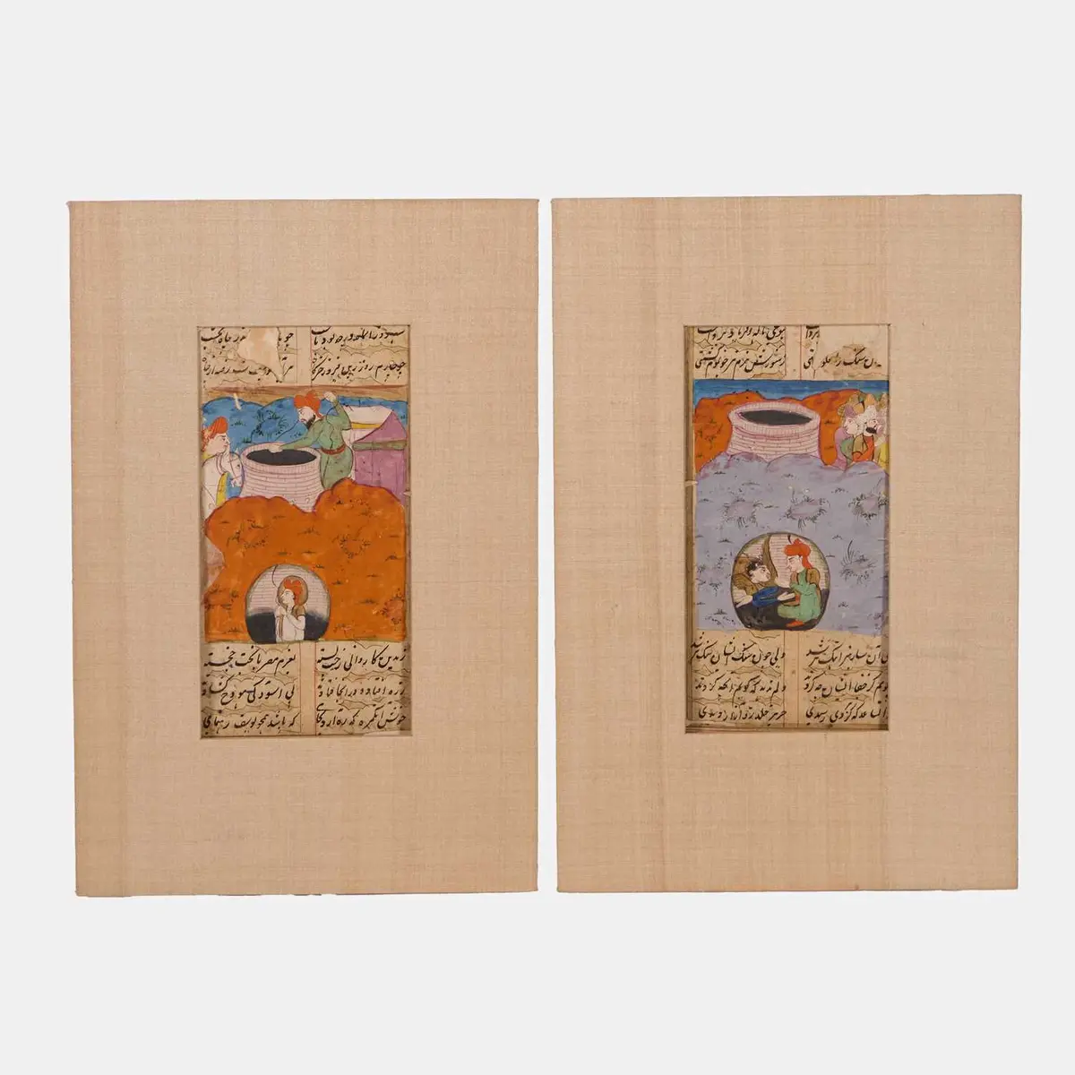 A pair of illustrated folios from Jami's Yusuf wa Zulaikha: Yusef
