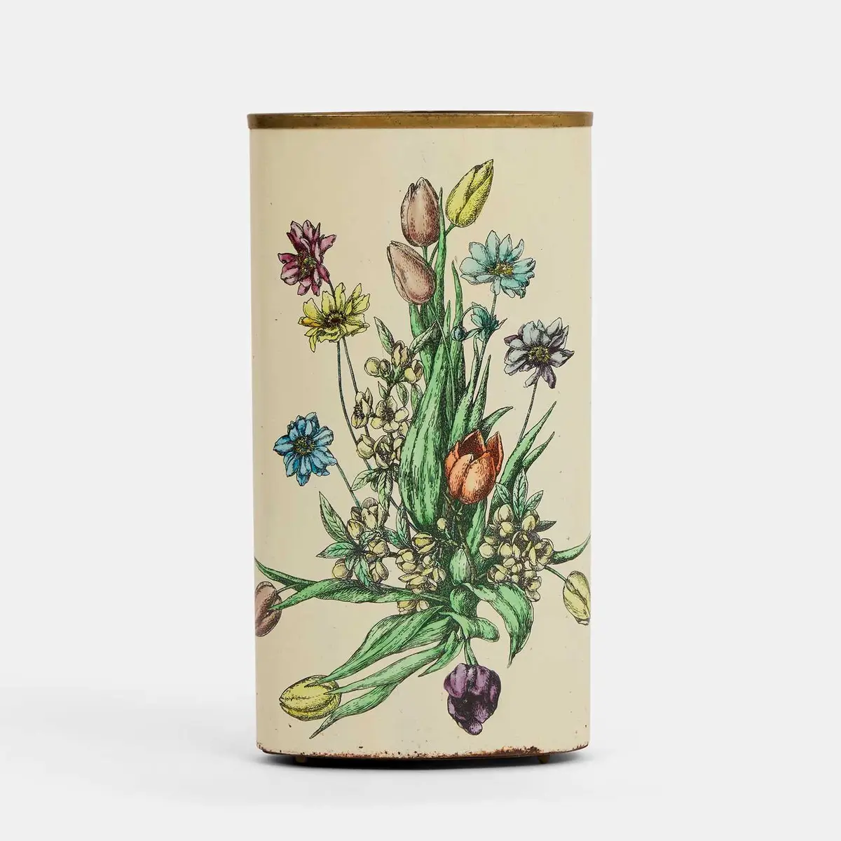 Felice Galbiati a steel and brass umbrella stand