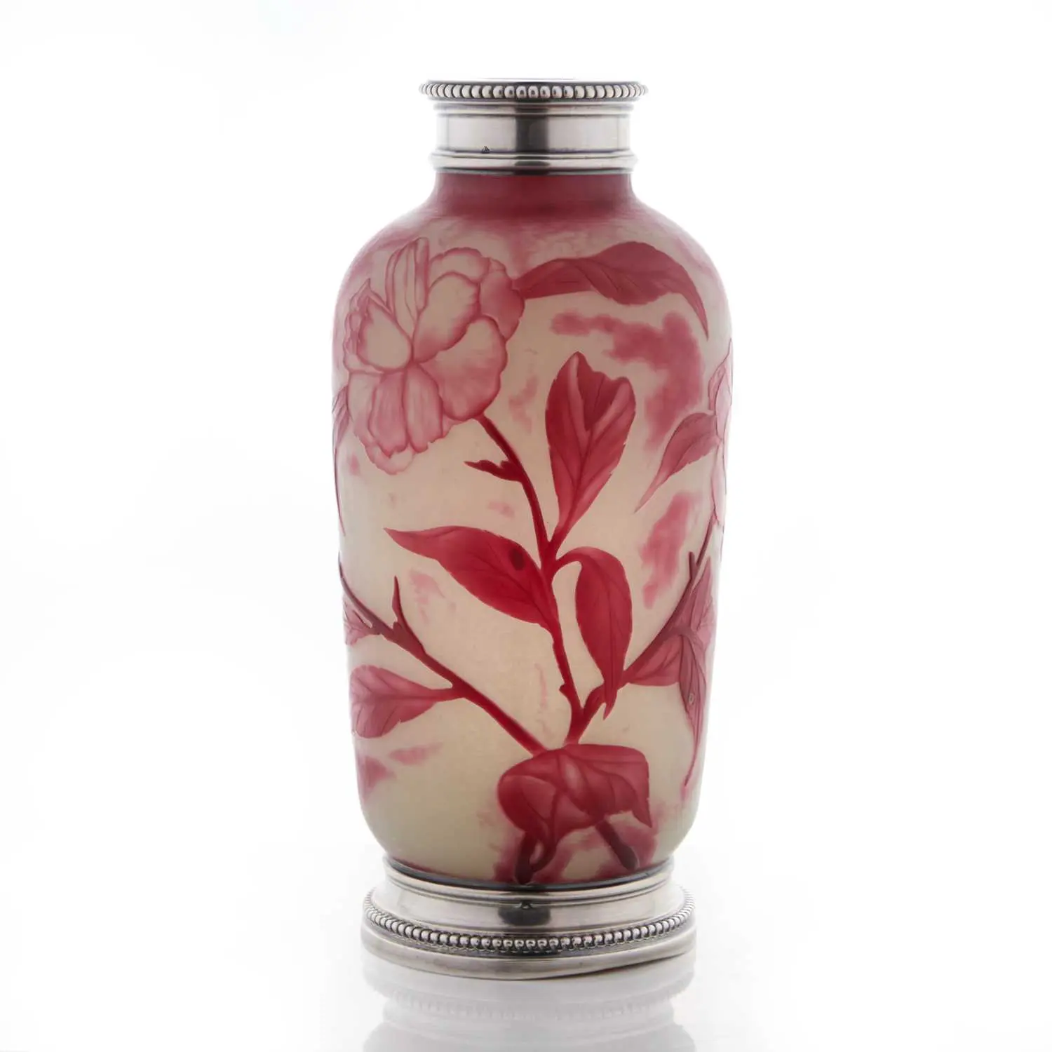 A Daum silver-mounted cameo glass vase circa 1905, French