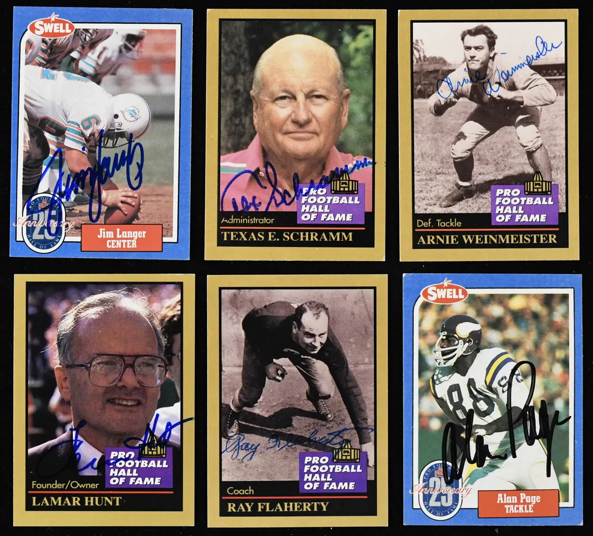 "Lot of (22) Football Hall of Famer autographed trading...
